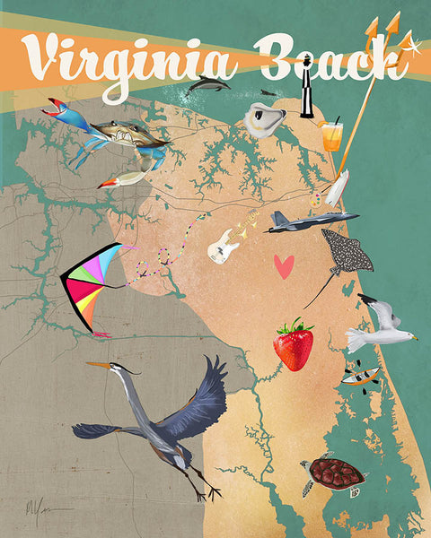 Original Virginia Beach Illustrated Map