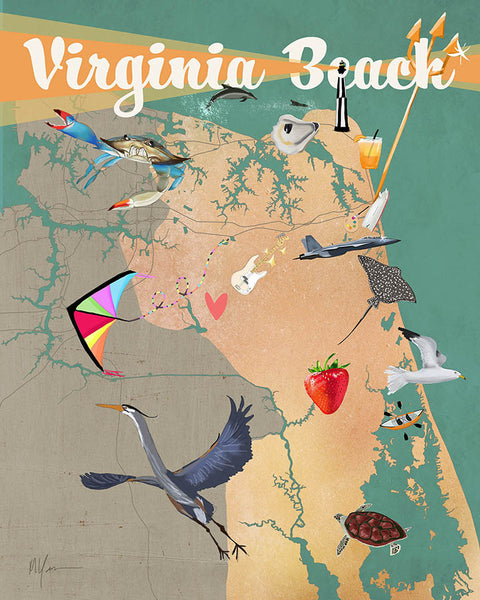 Original Virginia Beach Illustrated Map