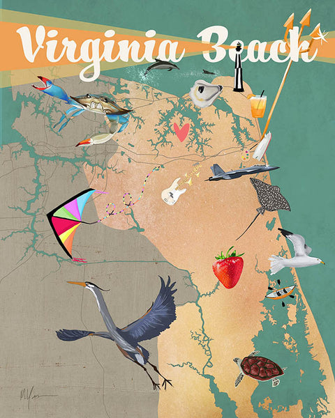 Original Virginia Beach Illustrated Map