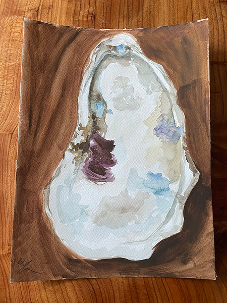 Original paintings on watercolor paper, Oyster Studies in gouache