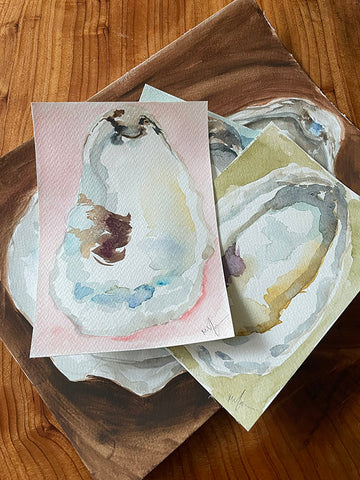 Original paintings on watercolor paper, Oyster Studies in gouache