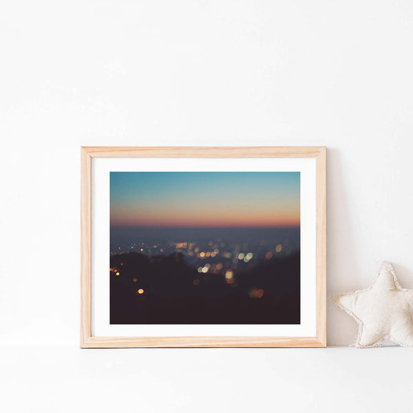 Framed LA sunset photograph, nursery art print