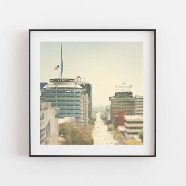 Framed Capitol Records building photograph