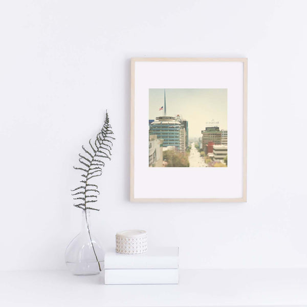 Dreamy Framed print of Hollywood California, includes the Capitol Records building.