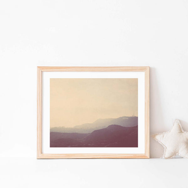 Hollywood Hills photo in a natural wood frame